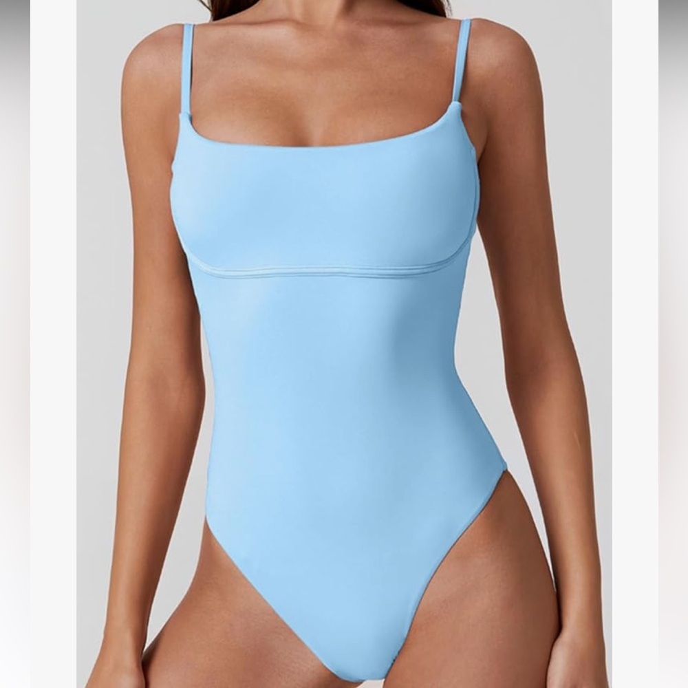 Elegant Light Blue Women's One-Piece Swimsuit